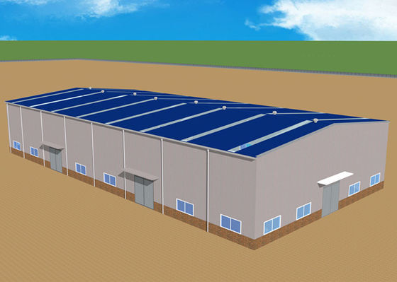 60m * 30m Prefabrik Çelik Yapı Atölyesi Endüstriyel Çerçeve Binası