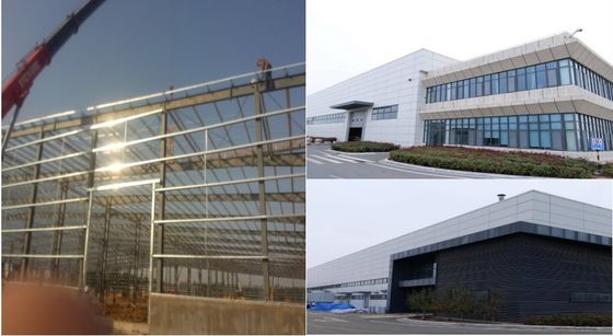Ofis Galvanizli Yapılandırılmış Çelik Bina Eğimli Çatı ve Beton Temelli