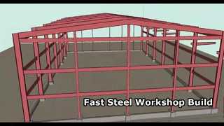 Çelik yapı malzemeleriyle inşa edilmiş bir atölye