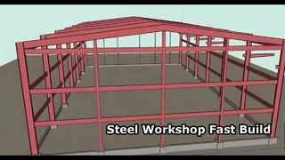 Eğimli çatılı çelik yapı üretim ve işleme atölyesi